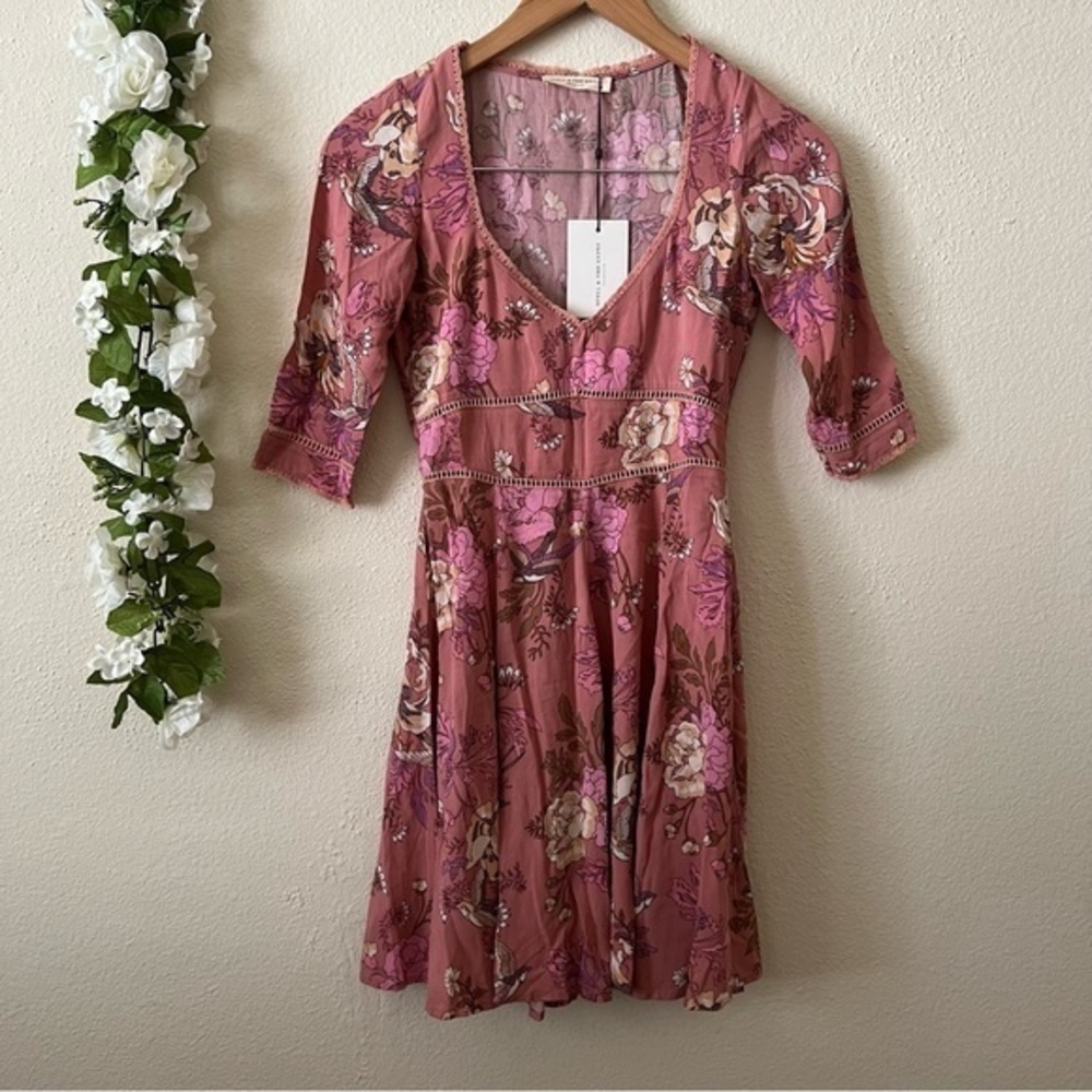 Spell and the Gypsy Collective Pink Floral Rosa 90s Mini Dress - Picture 2 of 12